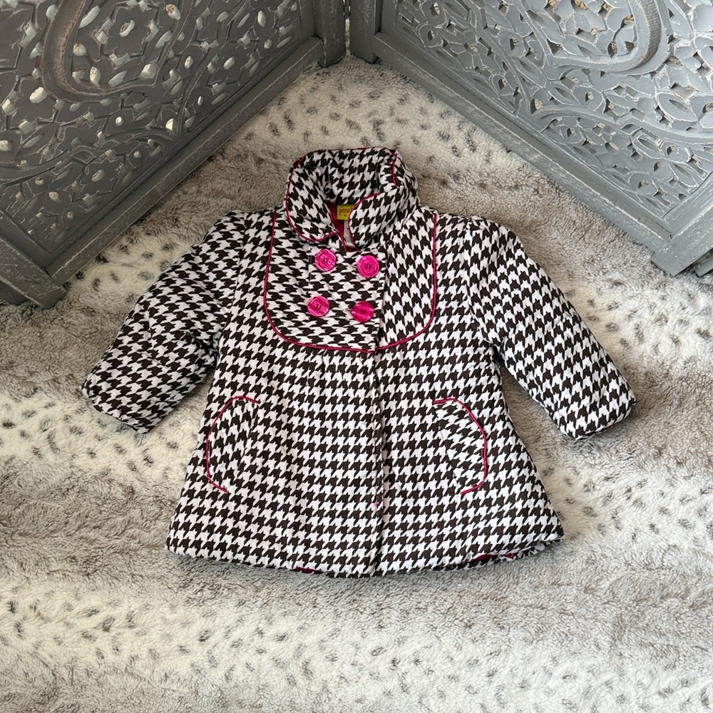 Penelope Mack pink black Houndstooth jacket baby girls 18 months girlhoodcore